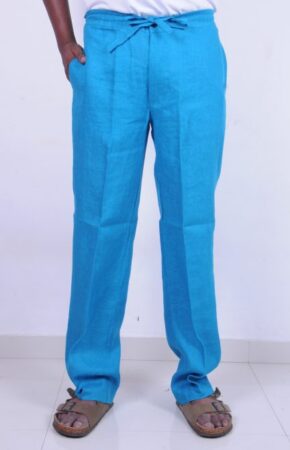 Mens Beach Boho Linen Teal Blue, Draw String Pants, Regular And Plus Size, Big And Tall Men Pants.