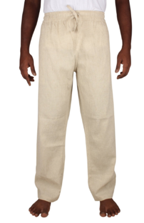 Mens Linen Drawstring Pants In A Baggy Look Without Zipper Regular And Plus Size.