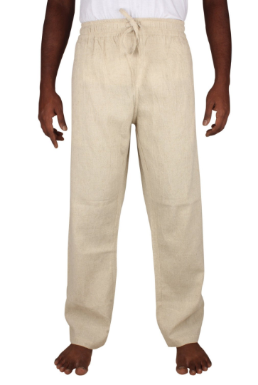 Mens Linen Drawstring Pants In A Baggy Look Without Zipper Regular