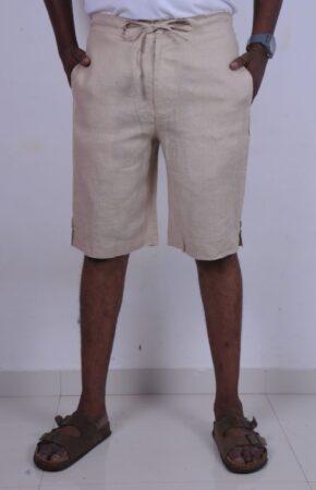 Mens Beach Boho Linen Light Brown , Draw String Shorts Regular And Plus Size, Big And Tall Men Pants.